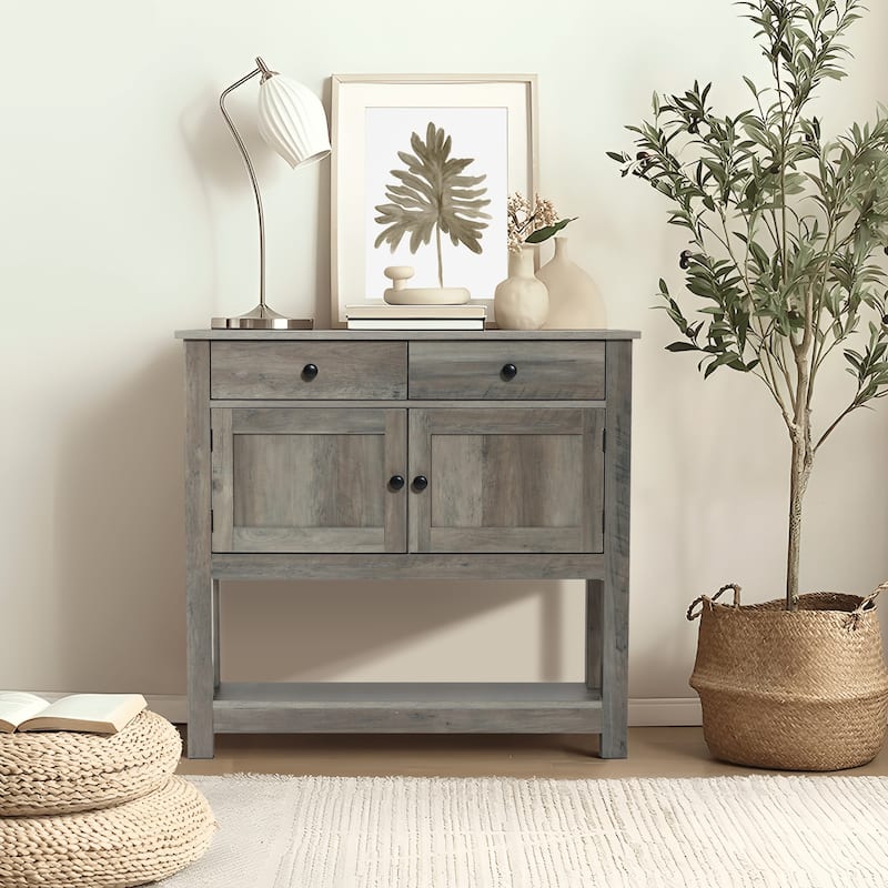 35.43" Wide Server 2-Drawer 2-Door Buffet Storage Cabinet