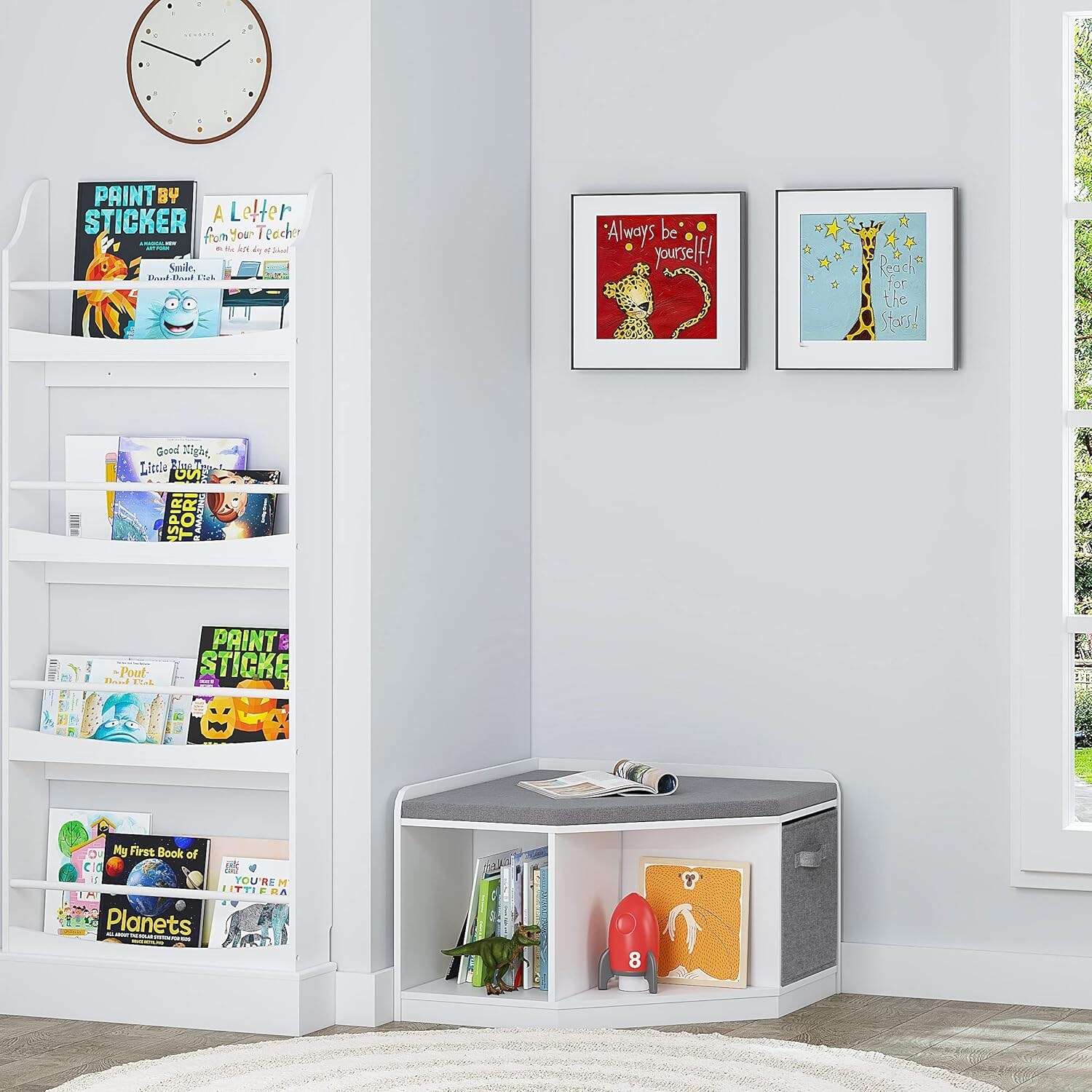 Corner bookshelf kids discount