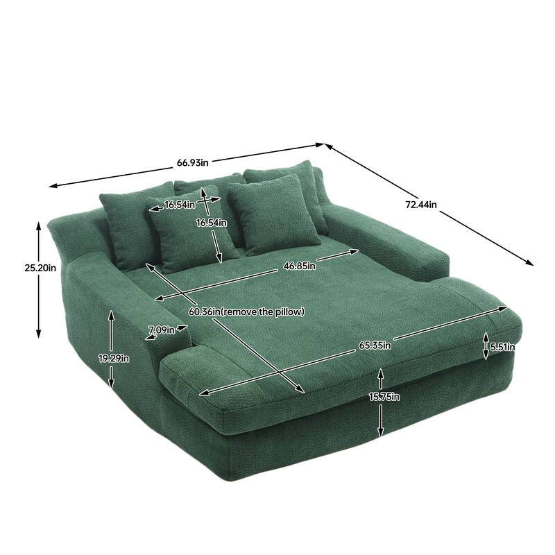 Chenille 2 Seater Sofa Bed for Home Theater, 66.93 Inch Wide Upholstered Lovesleeper Sofa with Pillows for Living Room, Club