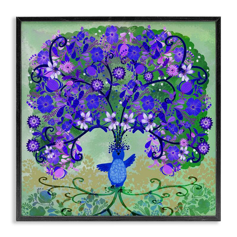 Stupell Tree Blooming From Bird Framed Giclee Art Design By Kay Widdowson - 24 x 24 - Black
