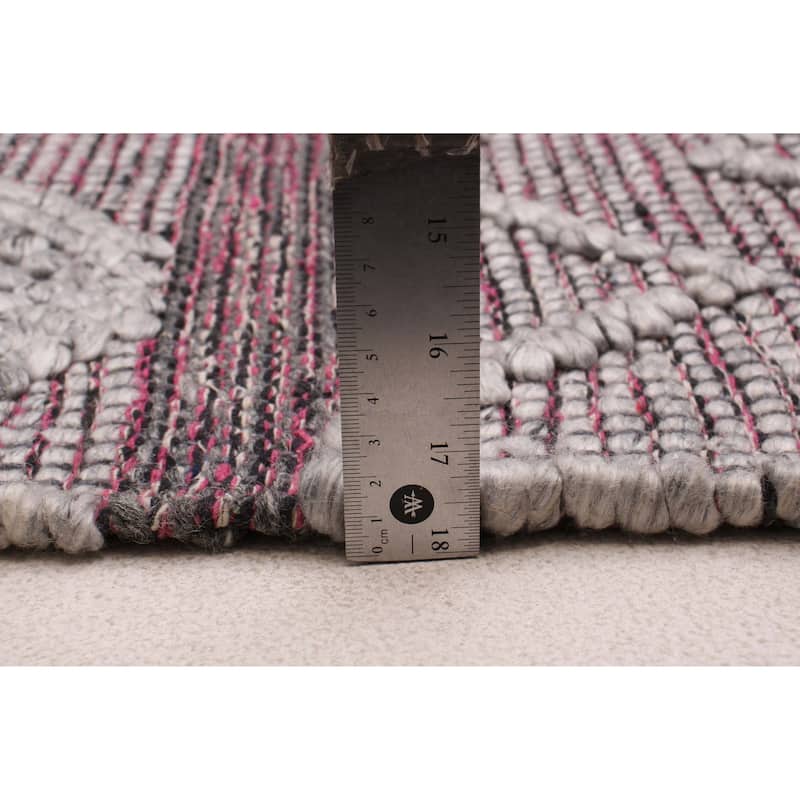 ECARPETGALLERY Braid weave Sienna Grey, Pink Wool Rug - 6'1 x 9'1