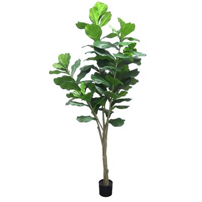 7ft Artificial Fiddle Leaf Fig Tree Plant in Black Pot - 84" H x 40" W x 40" DP