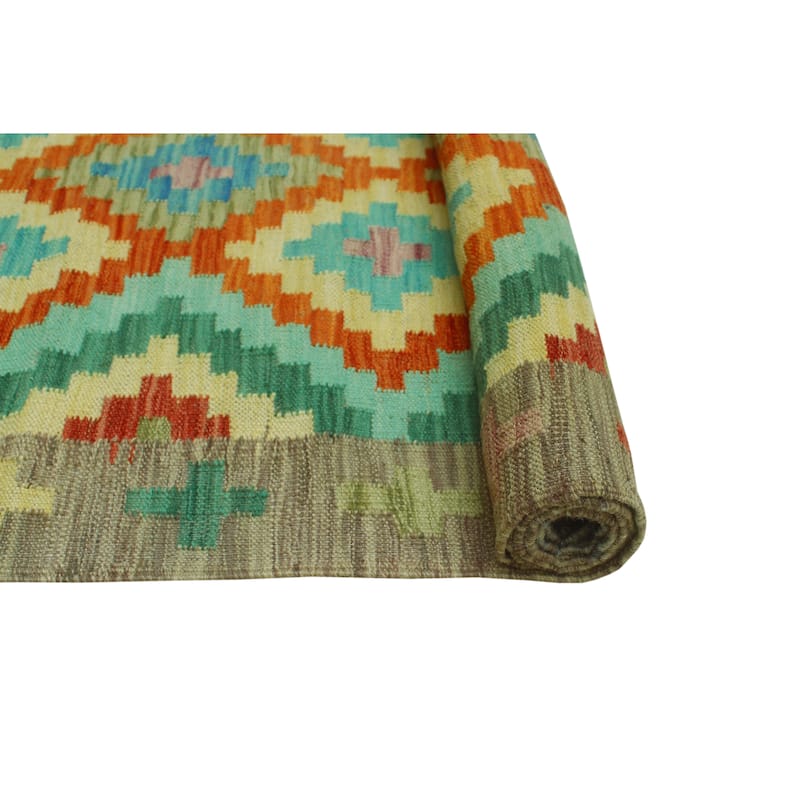 Sangat Flatweave Obiadull Rust/Beige Runner - 2'10" x 9'9"