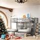 preview thumbnail 20 of 34, Reliable Safety Design Full Over Twin & Twin Bunk Bed, Wood Triple Bunk Bed with Drawers and Guardrails