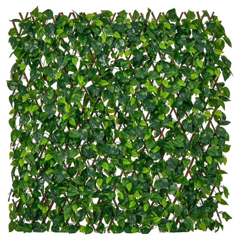 Gymax 2PCS Expandable Fence Privacy Screen Decorative Faux Ivy Fencing