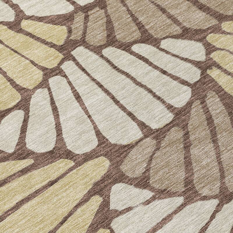 Machine Washable Indoor/ Outdoor Floral Modern Chantille Rug