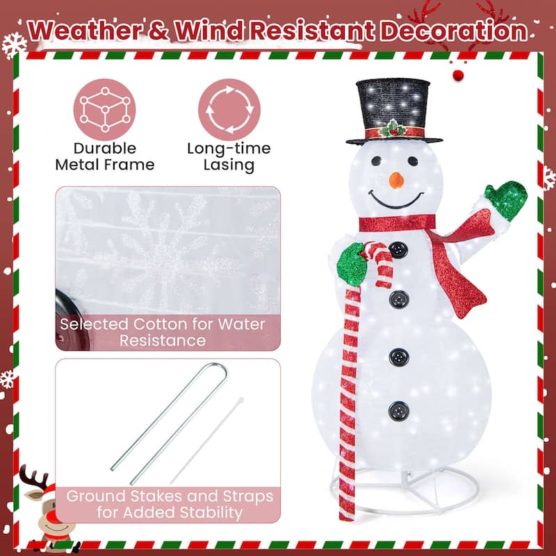 Gymax 5FT Lighted Christmas Snowman Outdoor Pop-up Snow Man w/ LED