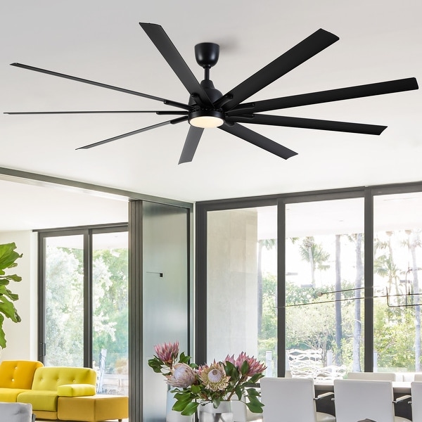 YUHAO 84 In. Indoor/Outdoor Modern Industrial Large Windmill Aluminum Blade  Ceiling Fans With Lights, Quiet DC Motor and Remote - On Sale - Bed Bath &  Beyond - 37991233