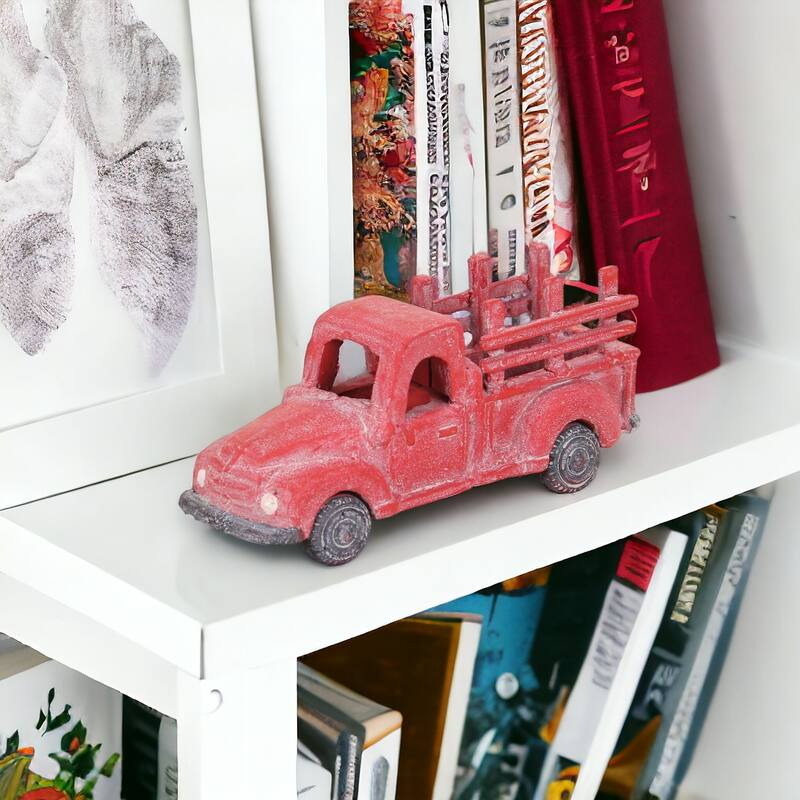 HomeRoots 5" Red Metal Hand Painted Decorative Truck Tabletop Sculpture - 10' X '4.5' X '3.5 - 10' X '4.5' X '3.5