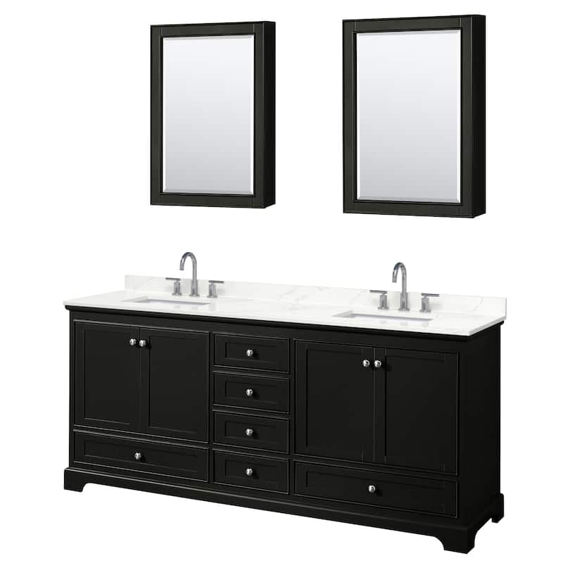 Deborah 80-inch Double Vanity, Quartz Top, Medicine Cabinets