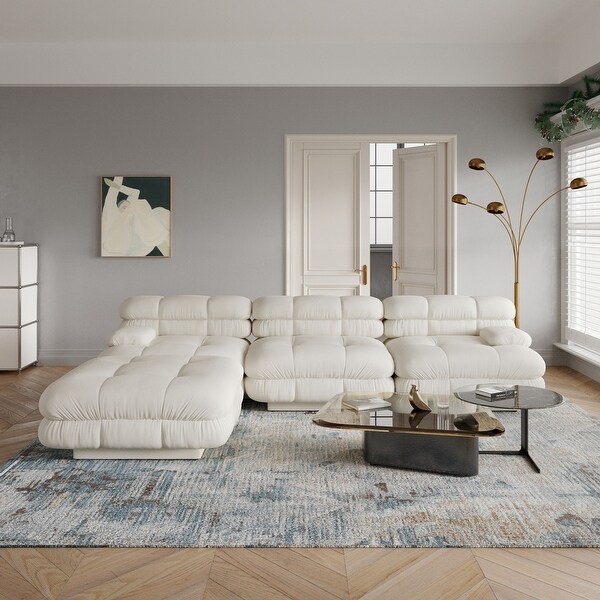 L Shaped Modular Sectional Couch Double Layer Deep 3 Seat Couches with Chaise Ottoman Bed Bath Beyond 40769363