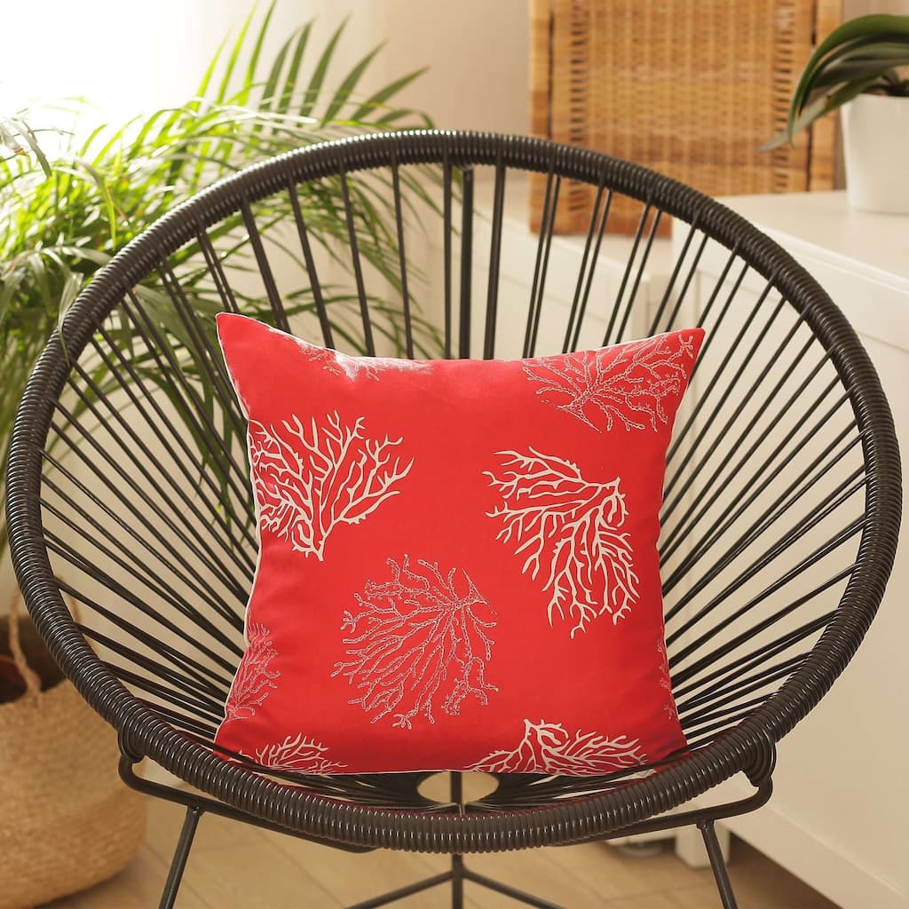 HomeRoots Red and Silver Coral Reef Decorative Throw Pillow