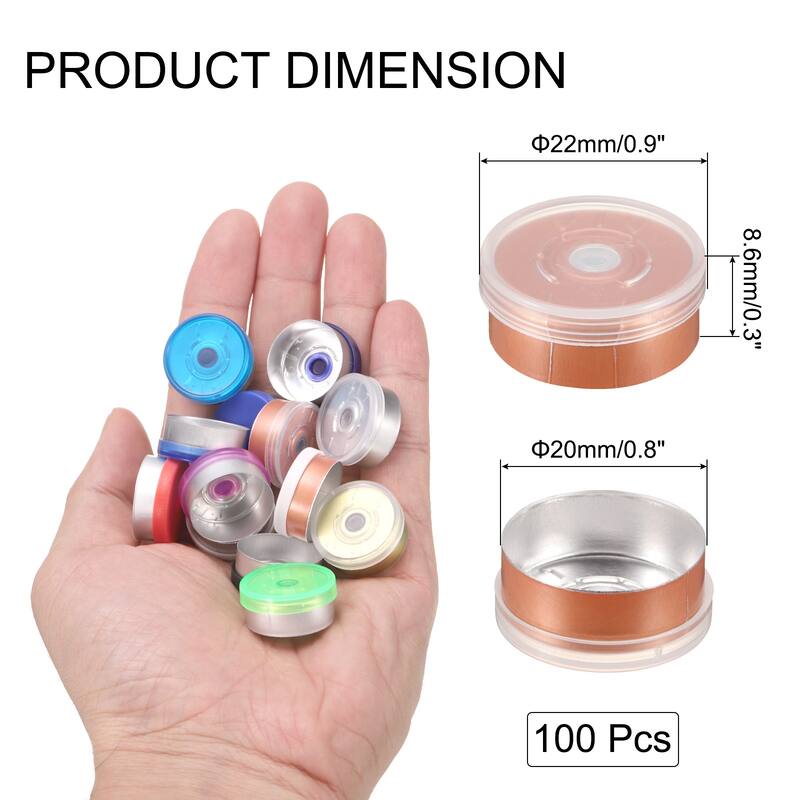 Flip Off Caps 100PCS Burr-Free Flip Off Top Caps - Clear/Matte Gold - 20mm
