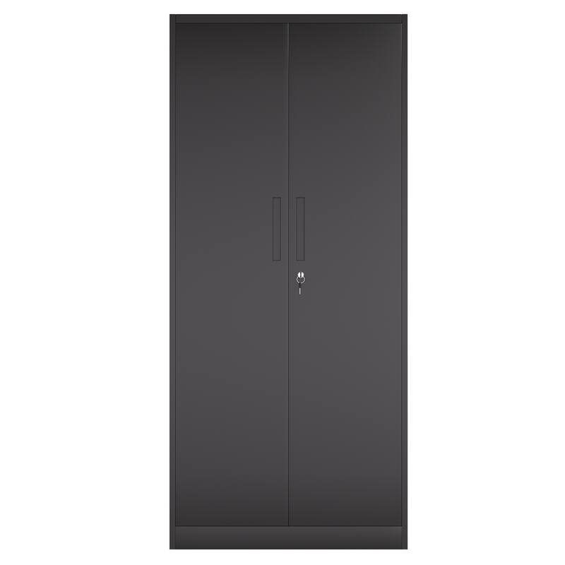 71"H Garage Storage Cabinet, Black Tool Steel Locking Cabinet with Doors and 4 Shelves, Tall Cabinets for Garage Storage Systems