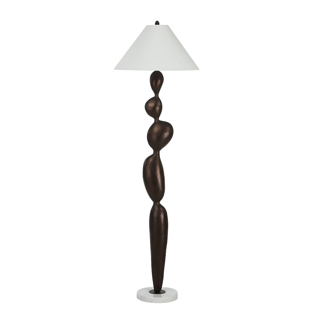 Everren Elle 64.25" Tall Matte Dark Bronze Floor Lamp with Tapered Linen Shade