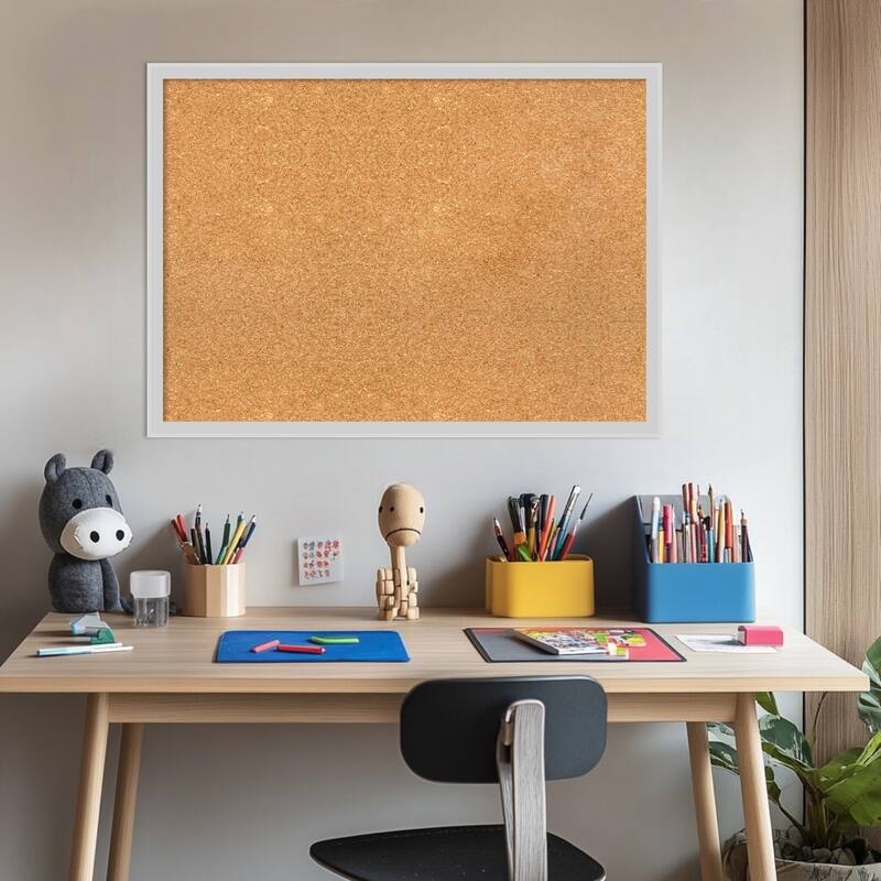 Incline Silver Wood Framed Cork Board - Bulletin Board, Organization Board, Pin Board