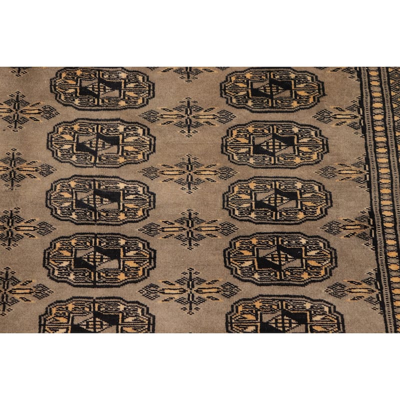 Tribal Bokhara Brock Gray/Black Hand Knotted Wool Rug - 5'1'' x 8'2''