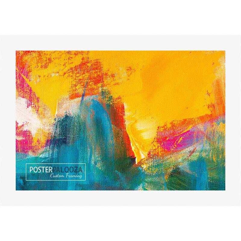 36x28 Contemporary White Complete Wood Picture Frame with UV Acrylic, Foam Board Backing, & Hardware - White