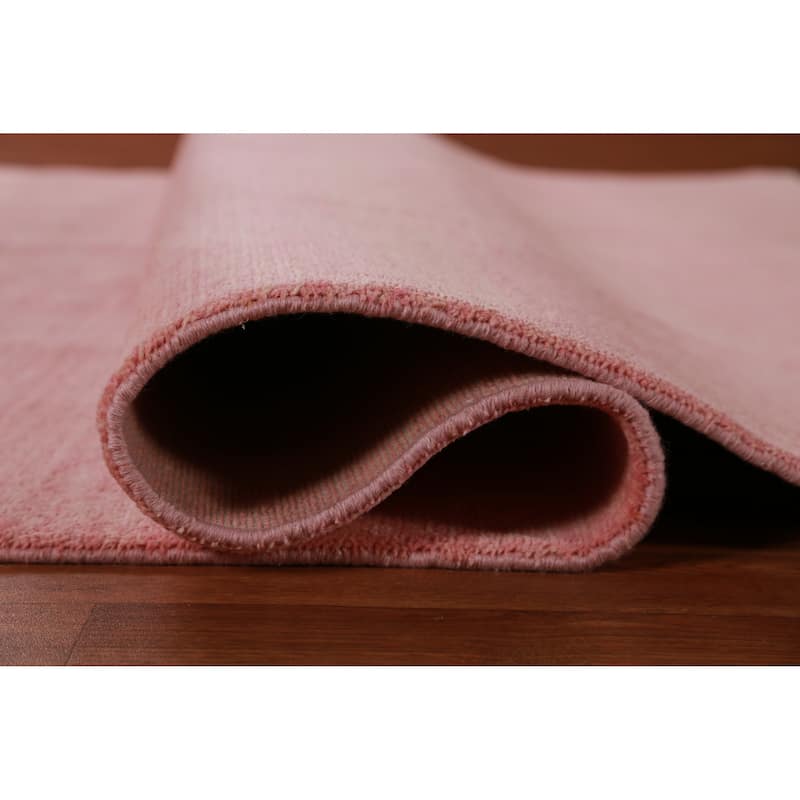 Hand Knotted Oriental 100% Wool Carpet Modern Solid Pink Gabbeh Area Rug - 9' 2'' X 6' 1''