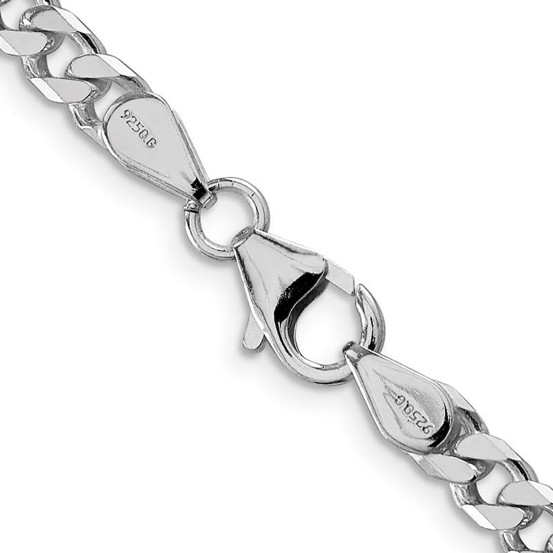 Curata 925 Sterling Silver Rhodium Plated 5mm Curb Chain Necklace for Men