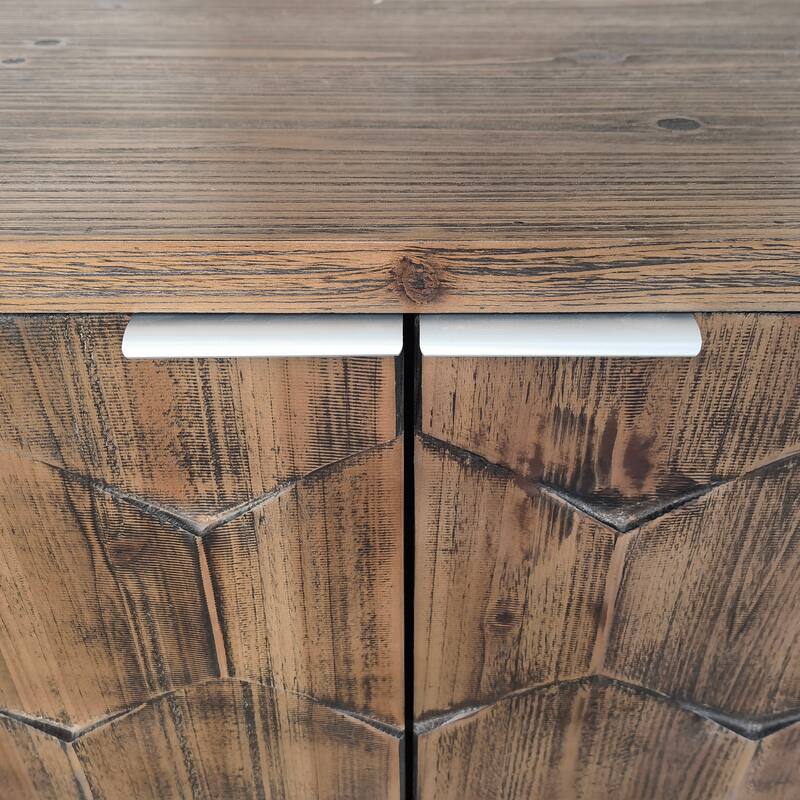 Farmhouse Style 4 Door Wooden Cabinet Sideboard Buffet