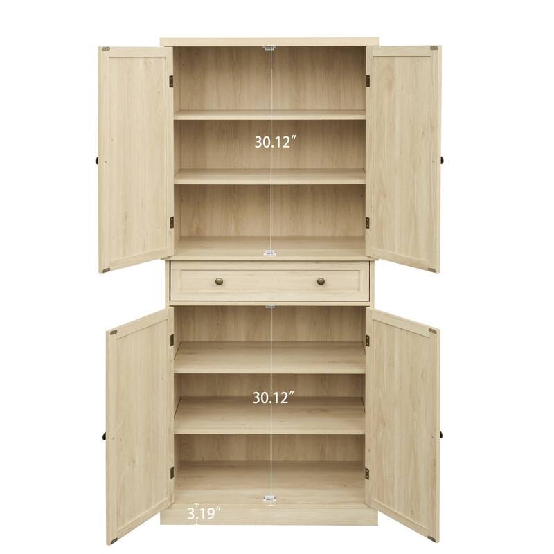 72.33"H Cabinet Storage with 1 Drawer,4 Door and 4 Adjustable Inner Shelves