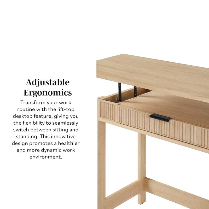 Middlebrook Designs Reeded Lift-Top Desk with Drawer