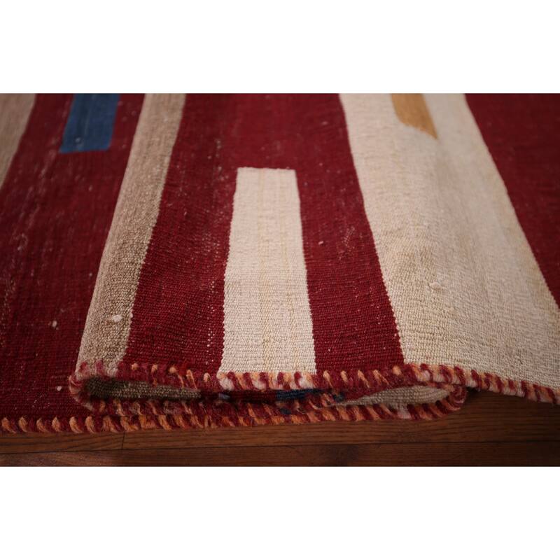 Kilim Qashqai Reversible Persian Vintage Rug Flatweave Wool Carpet - 4'7" X 7'3"