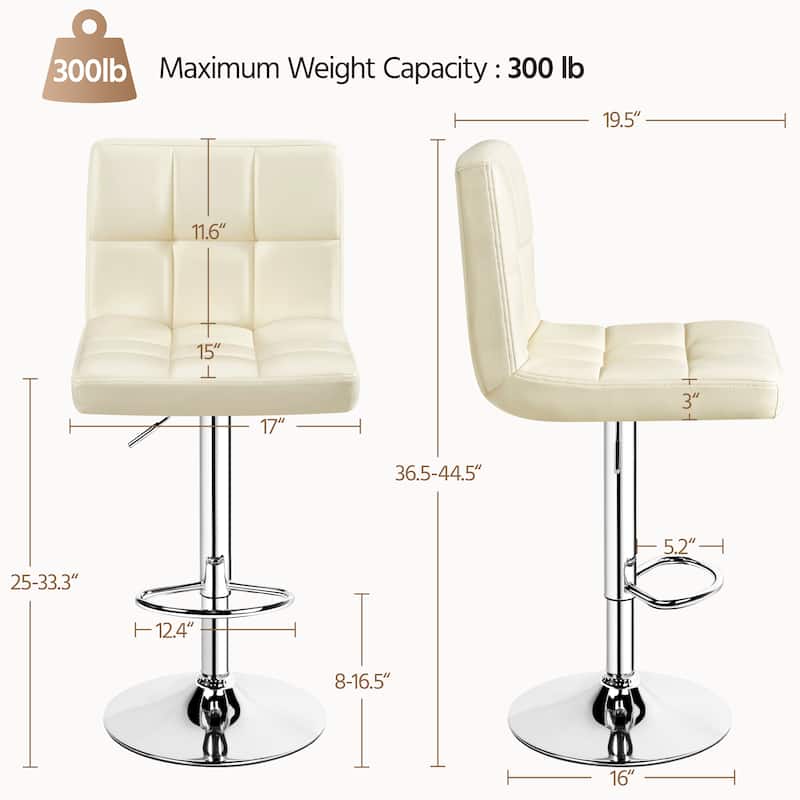 Yaheetech 2pcs Adjustable Modern Faux Leather Swivel Bar Chairs