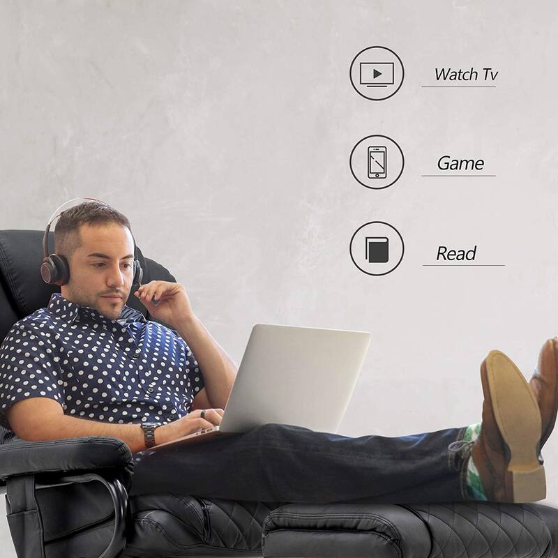 MCombo Faux Leather Swivel Massage Recliner with ottoman