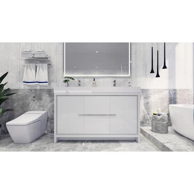 Dove 60'' Freestanding Vanity with Double Reinforced Acrylic Sink