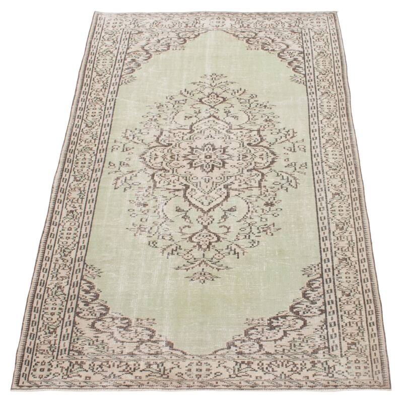 ECARPETGALLERY Hand-knotted Color Transition Light Green Wool Rug - 5'8 x 9'3