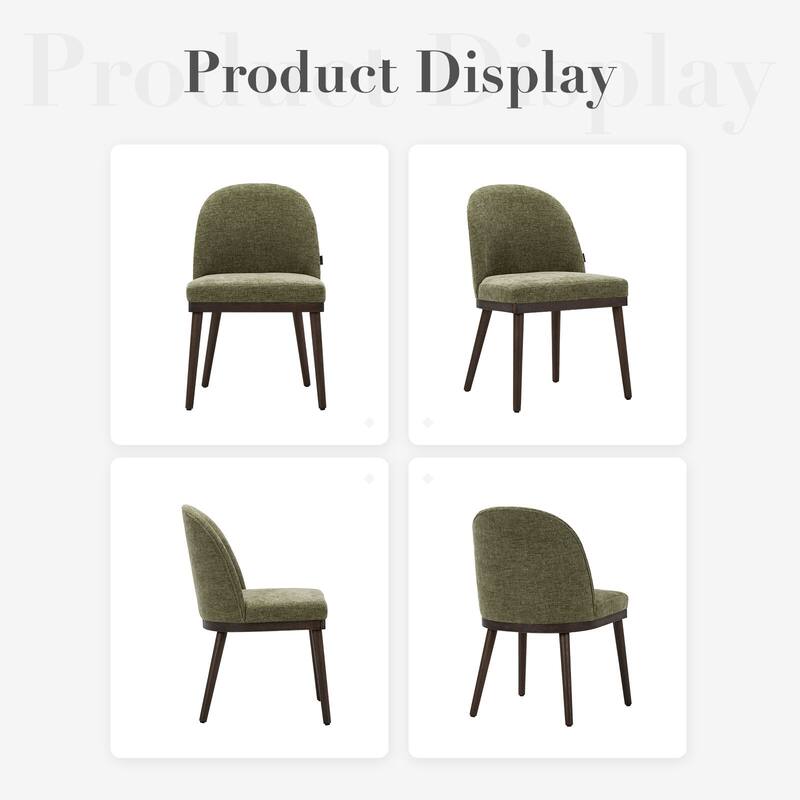 Upholstered Fabric Dining Chairs with Curved Backrest