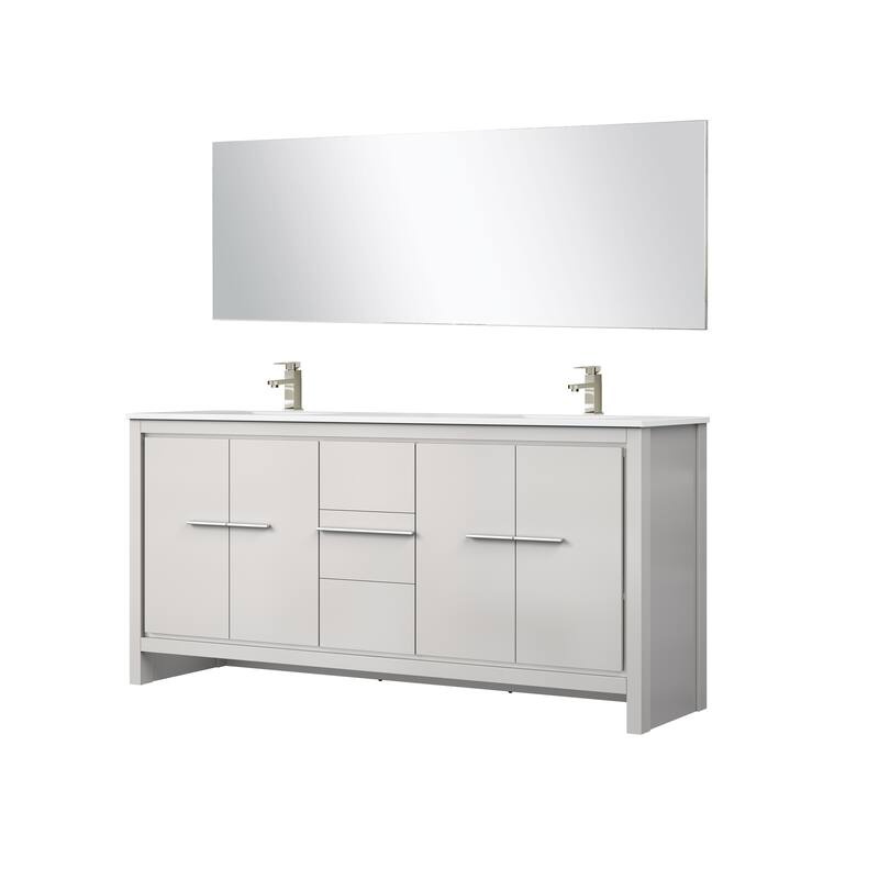Lafarre Bath Vanity Quartz Top, Sink, Mirror & Brushed Nickel Faucet