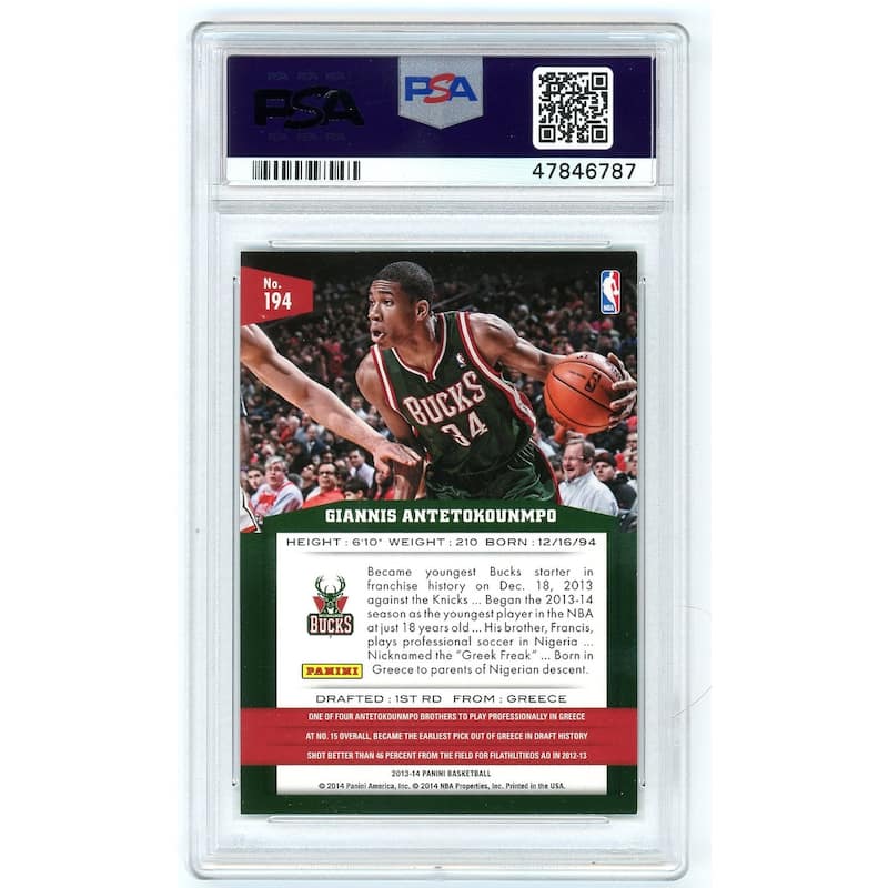 Giannis Antetokounmpo 2013 Panini Basketball Rookie Card RC #194 Graded PSA 9 - 8'6" x 11'6"