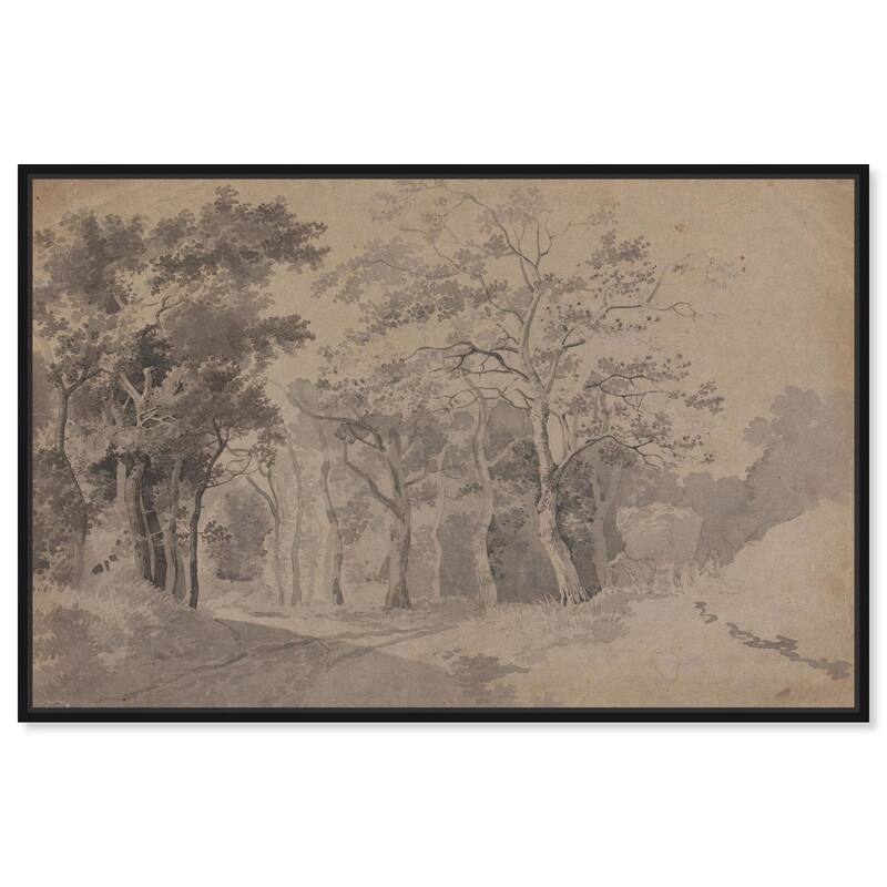 Grove with Road and Haycart Canvas by Art Remedy - Black - 54" x 36"