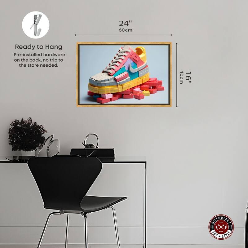 Notoriart Toy Sneaker Pastel Framed Sneaker 1 Piece Canvas Wall Art