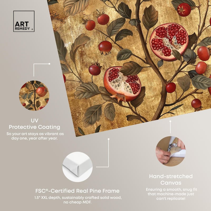 Golden Pomegranate Canvas by Art Remedy, Gallery Wrapped