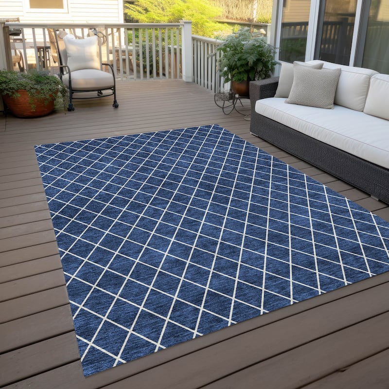 Machine Washable Indoor/ Outdoor Chantille Diamond Trellis Rug