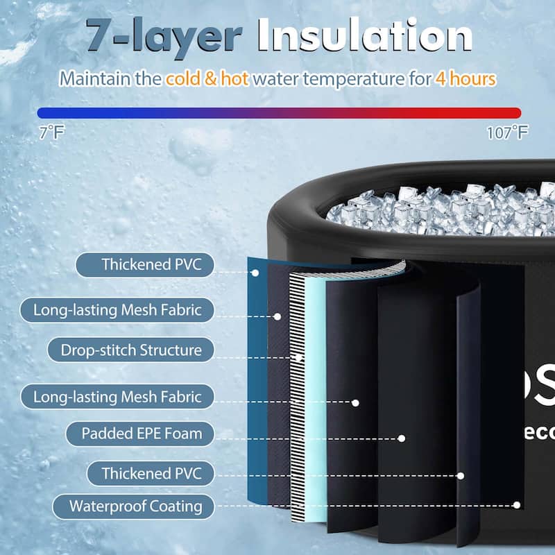 Costway XL 129 Gal Oval Ice Bath Tub for Athletes with Cover Hand Pump - See Details