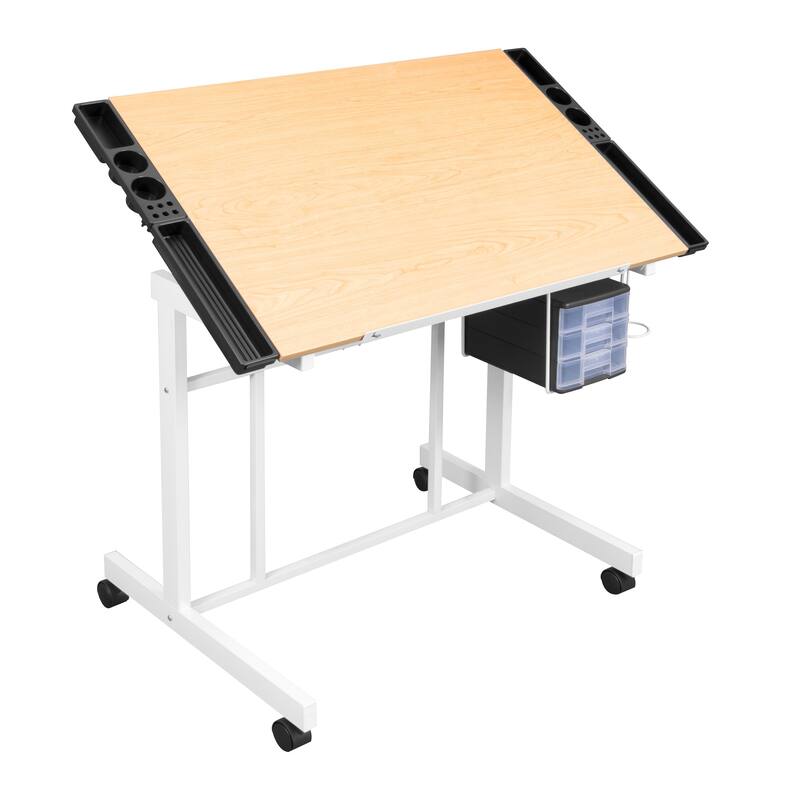 Studio Designs Deluxe Mobile Drawing and Craft Table with Storage - White/ Maple Top