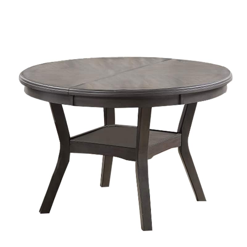 Round Top Wooden Dining Table with Boomerang Legs, Dark Gray