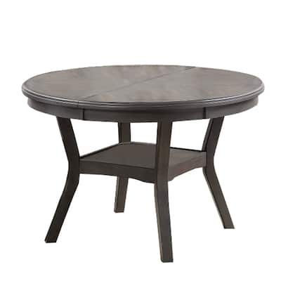 Round Top Wooden Dining Table with Boomerang Legs, Dark Gray