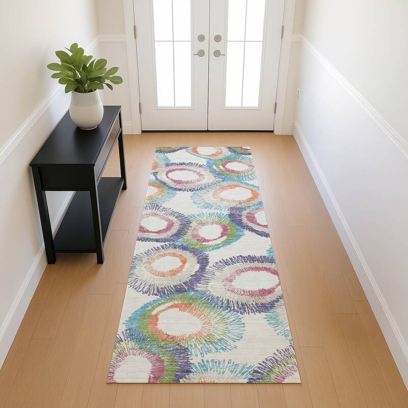 Machine Washable Indoor/ Outdoor Modern Spikey Chantille Rug