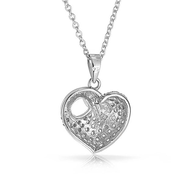 Pave CZ Encrusted Bird Heart Swan Pendant Necklace For Women For Bride 925 Sterling Silver