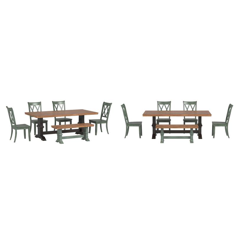 Ronda 78.7" Rectangular Solid Wood Top Dining Set with X-Back Chairs