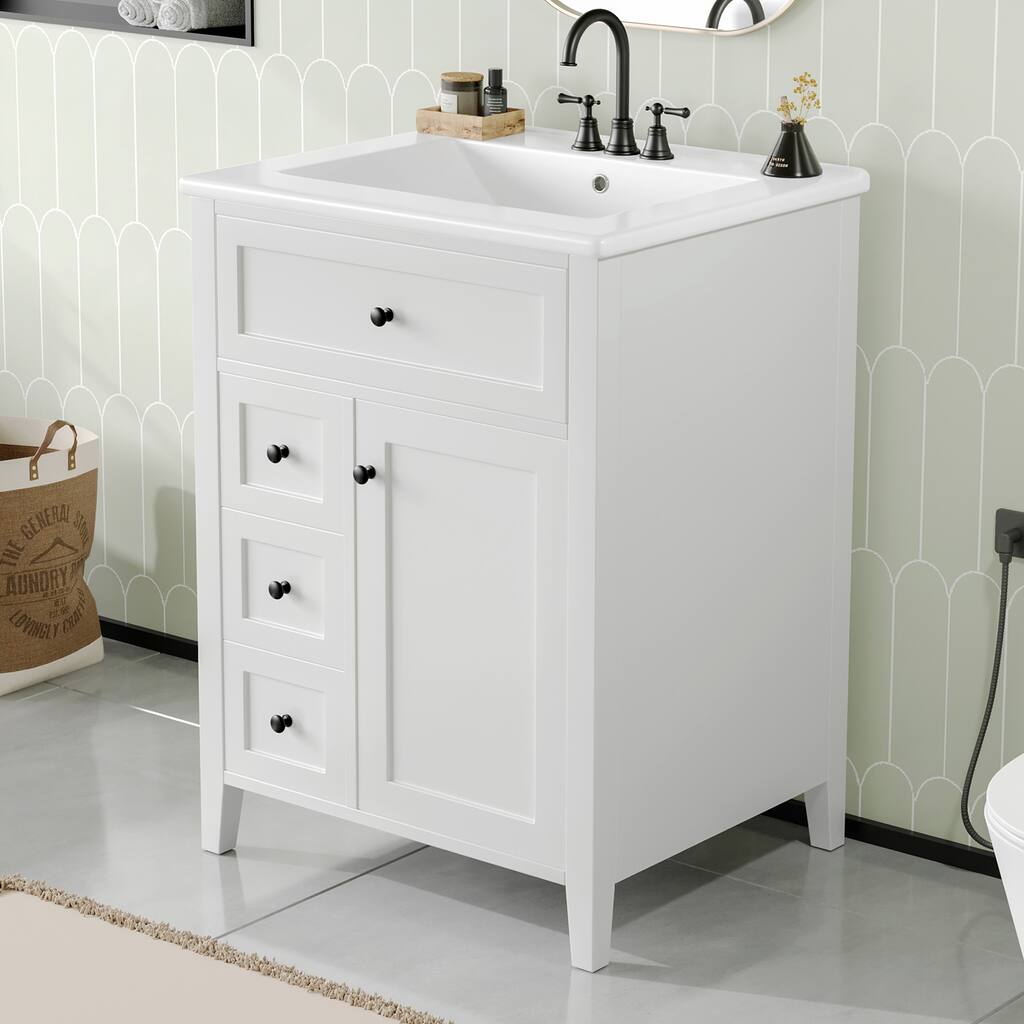 GDFStudio - Julian Hartwell 24-Inch Freestanding Bathroom Vanity with Smart Storage