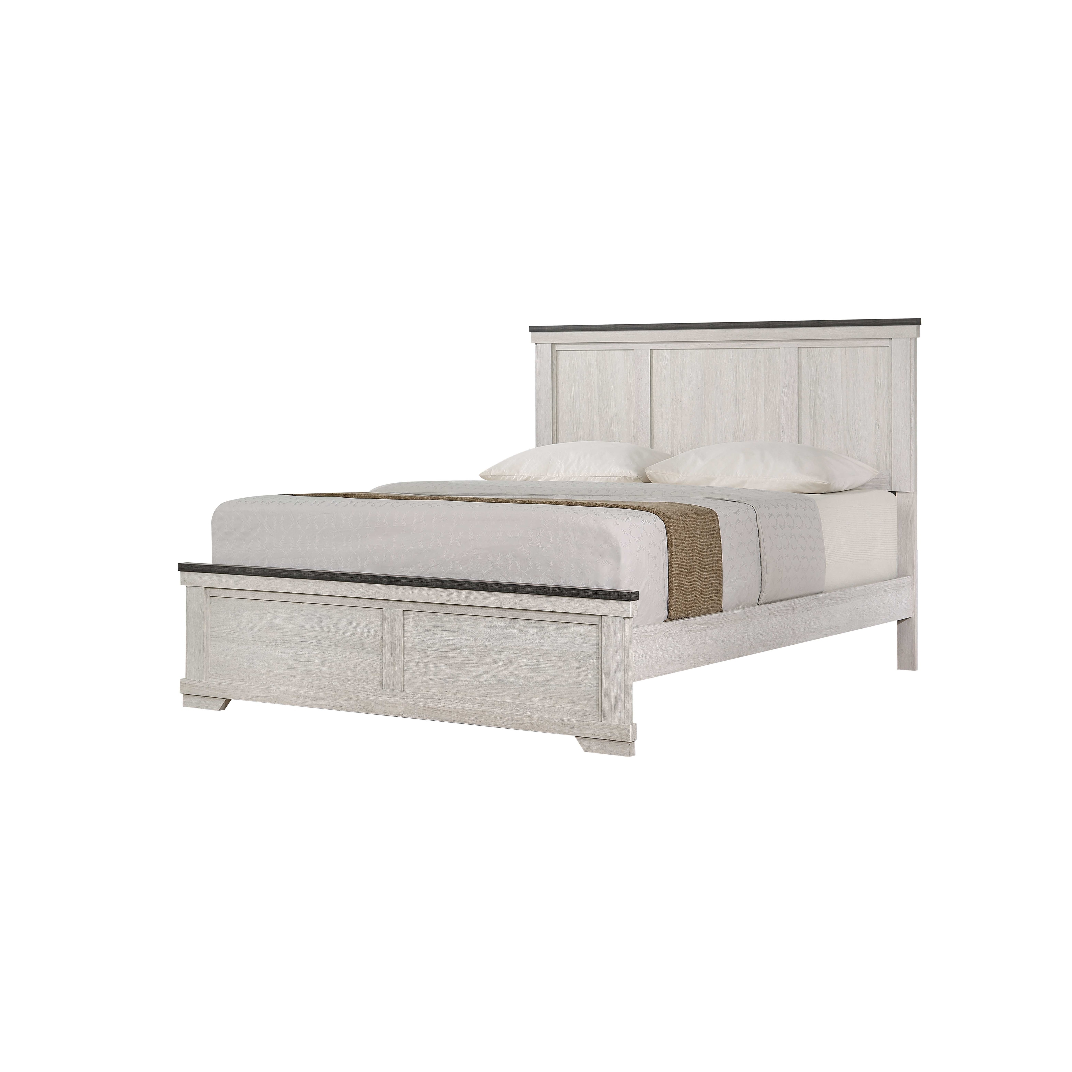 Full Size Wood Farmhouse Platform Bed with Panel Headboard