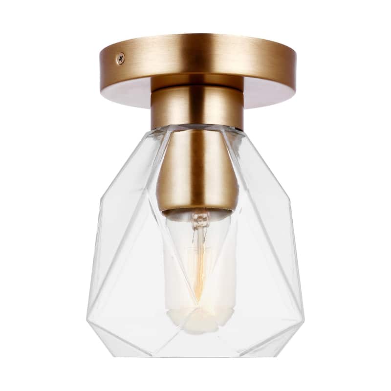 Quinn One Light Wall / Ceiling Transitional Semi-Flush Mount in Satin Brass