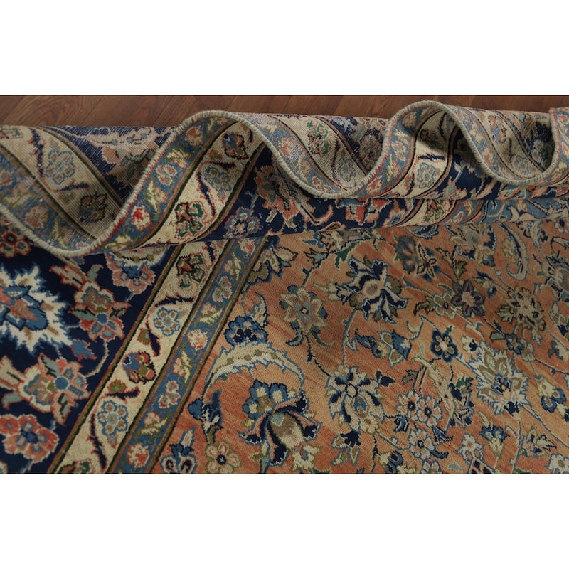 Orange Najafabad Vintage Persian Area Rug Hand-Knotted Wool Carpet - 9'7" x 13'3"